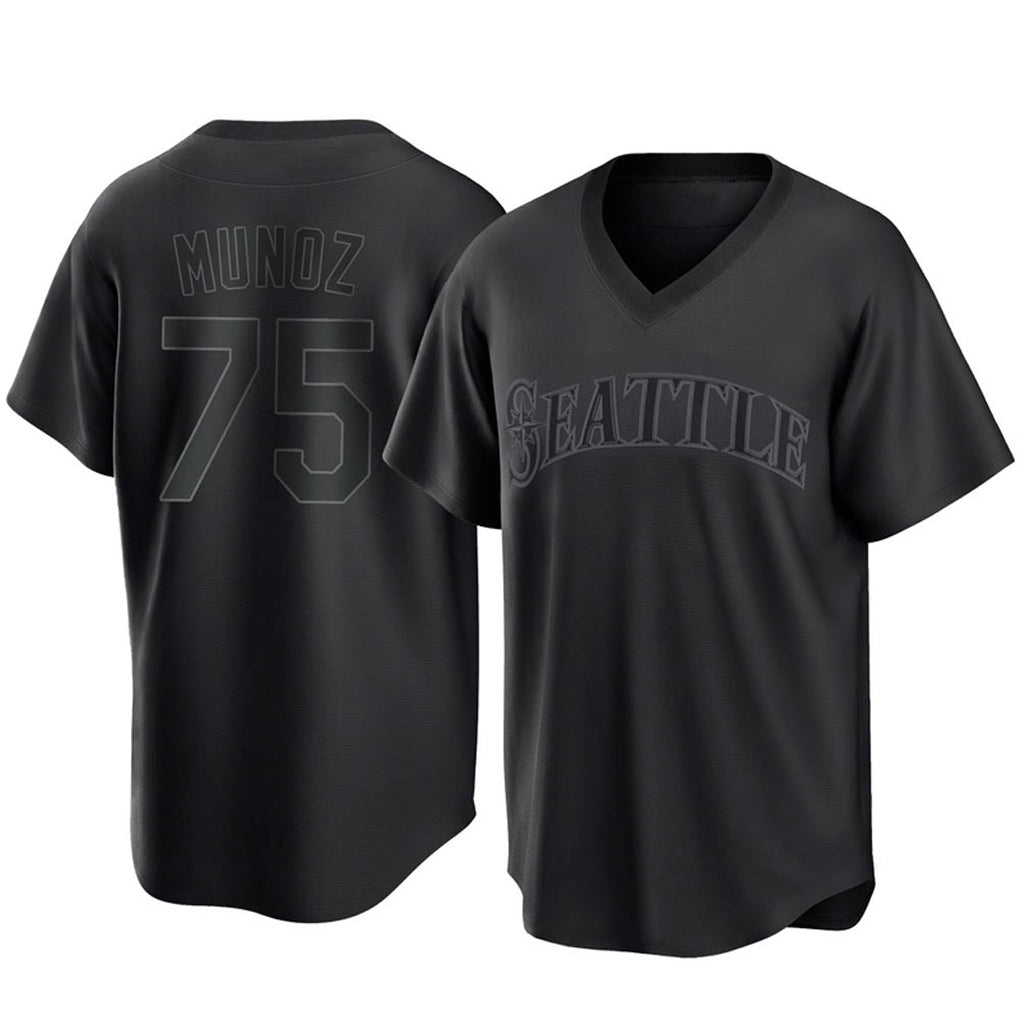S.Mariners #75 Andres Munoz Player Black Replica Fashion T-shirt Hdoa Stitched Jerseys
