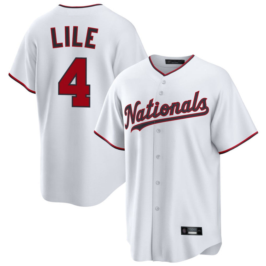 W.Nationals #4 Daylen Lile Player White Replica Game Hdoa Stitched Jerseys