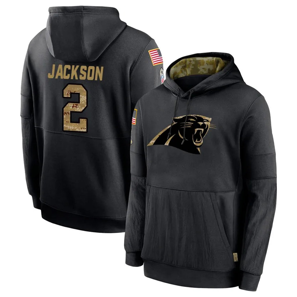 C.Panthers #2 Michael Jackson Player Black Salute to Service Pullover Hoodies Limited Game Hdoa Stitched Jerseys