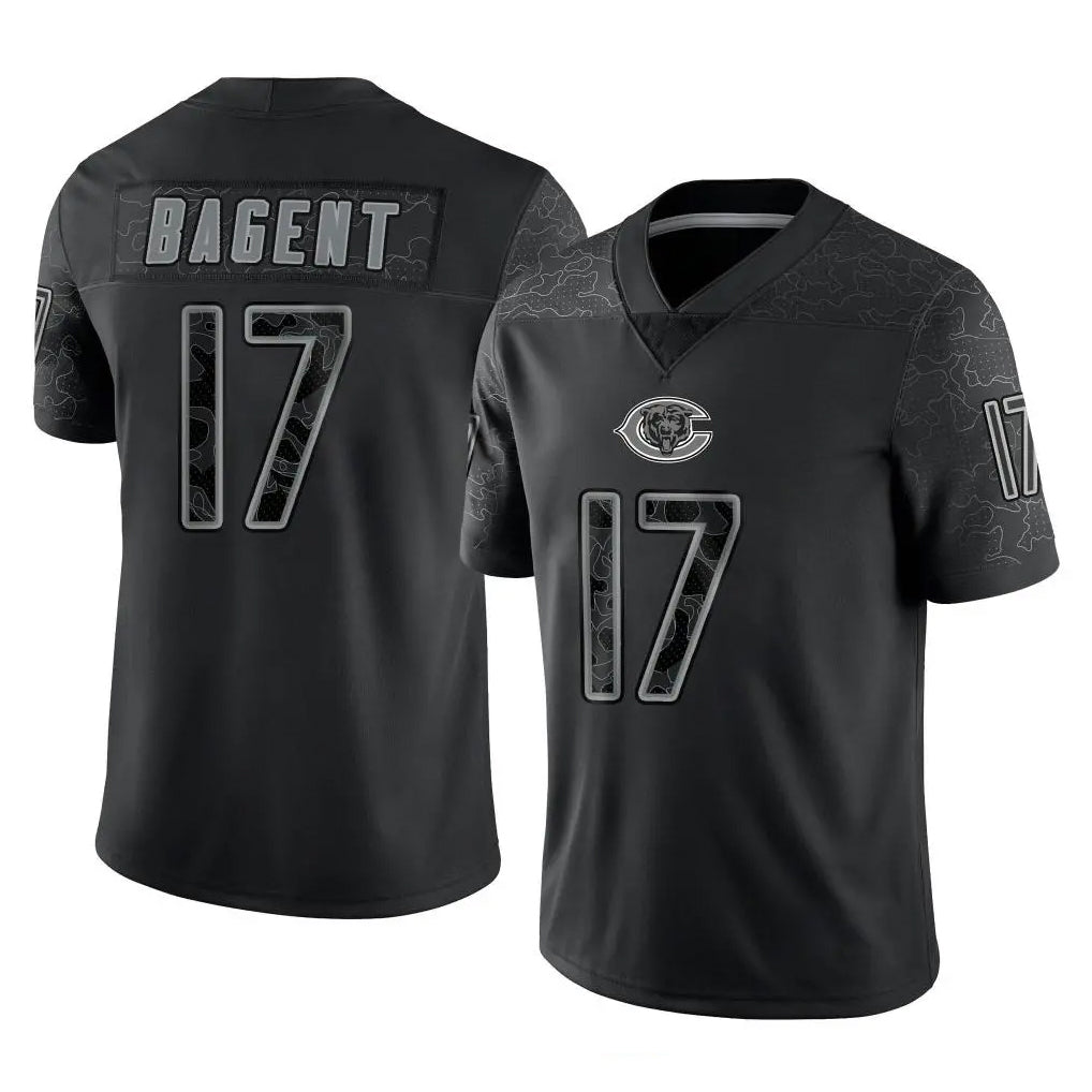 C.Bears #17 Tyson Bagent Player Black REFLECTIVE Limited Game Hdoa Stitched Jerseys