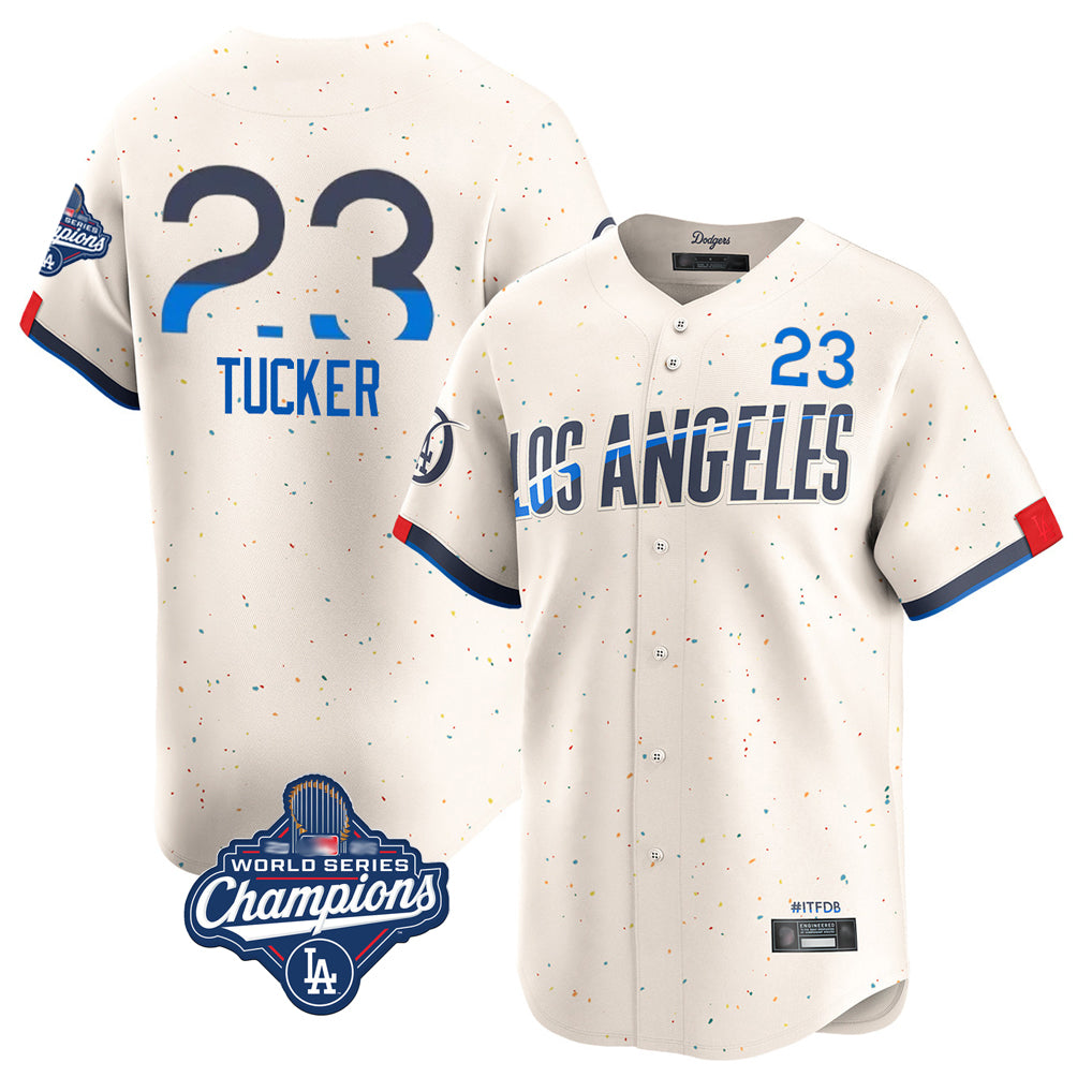 LA.Dodgers #23 Kyle Tucker Player Cream World Series Meet City Connect Limited Home Hdoa Stitched Jerseys