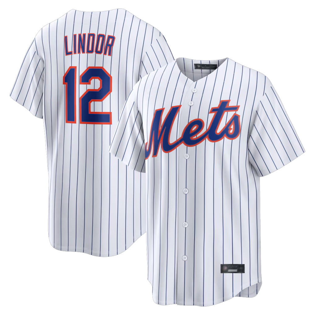NY.Mets #12 Francisco Lindor Player White Home Replica Hdoa Stitched Jerseys