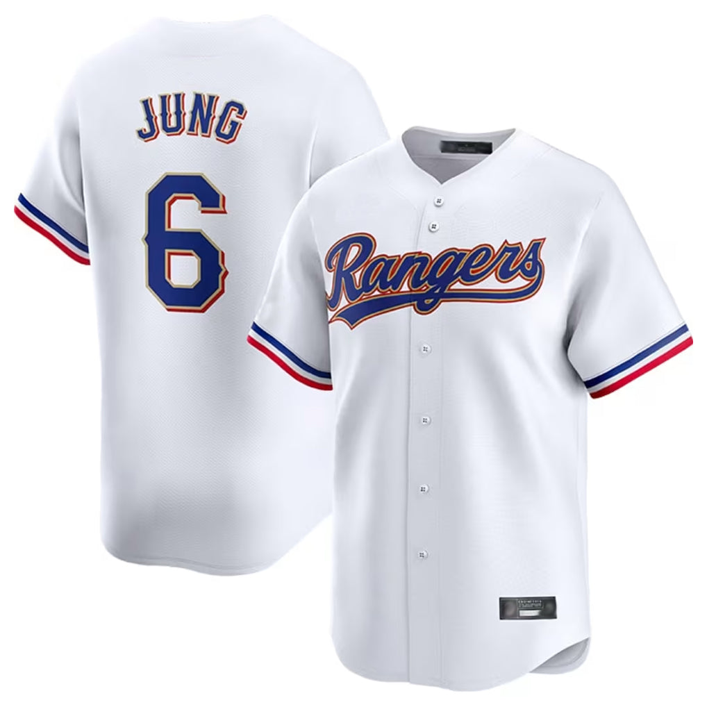 T.Rangers #6 Josh Jung Player Gold Collection Limited White Hdoa Stitched Jerseys
