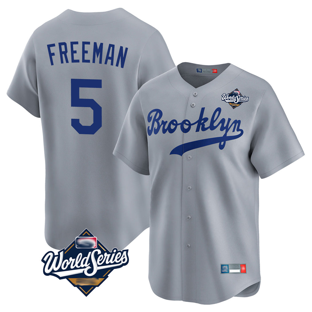 LA.Dodgers #5 Freddie Freeman Player Gray World Series Game Limited Home Hdoa Stitched Jerseys