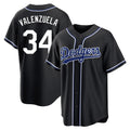 LA.Dodgers #34 Fernando Valenzuela Player Black Carbon Limited Home Hdoa Stitched Jerseys