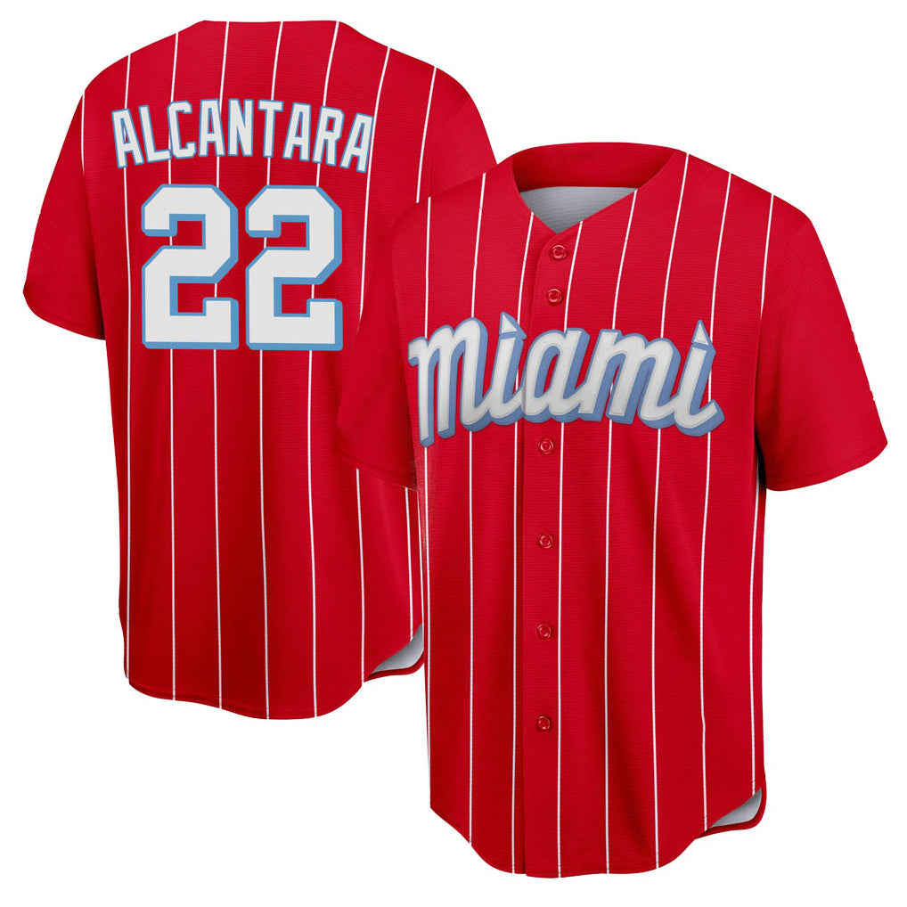 M.Marlins #22 Sandy Alcantara Player Red City Connect Home Game Hdoa Stitched Jerseys