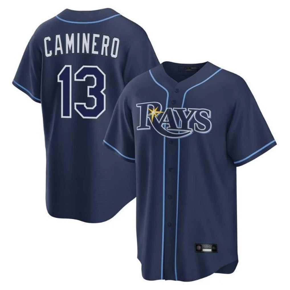 T.Bay Rays #13 Junior Caminero Player Navy Home Limited Hdoa Stitched Jerseys