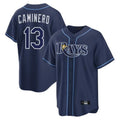 T.Bay Rays #13 Junior Caminero Player Navy Home Limited Hdoa Stitched Jerseys