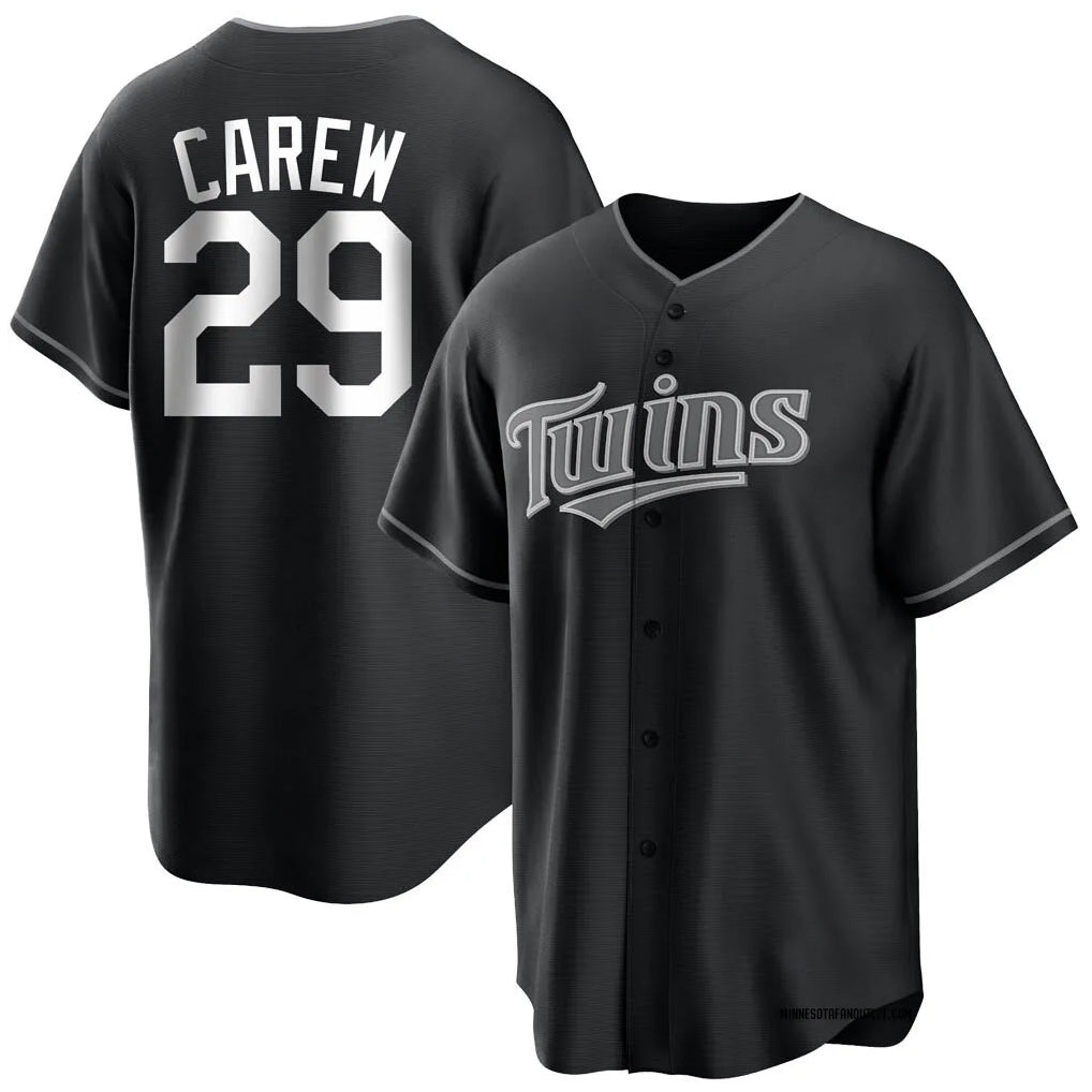 M.Twins #29 Rod Carew Player Black Home Game Hdoa Stitched Jerseys
