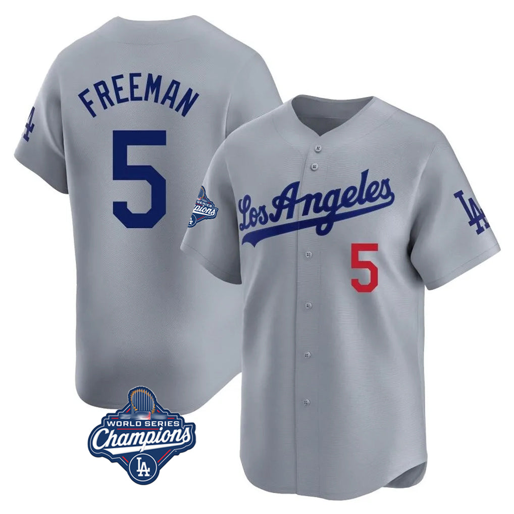 LA.Dodgers #5 Freddie Freeman Player Gray World Series Meet Limited Home Hdoa Stitched Jerseys