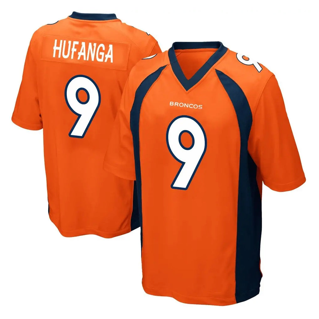 D.Broncos #9 Talanoa Hufanga Player Orange Color Home Game Hdoa Stitched Jerseys