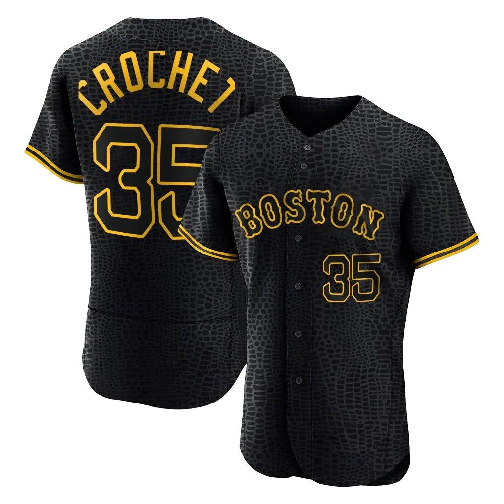 B.Red Sox #35 Garrett Crochet Player Black Snake Skin City Limited Elite Home Hdoa Stitched Jerseys