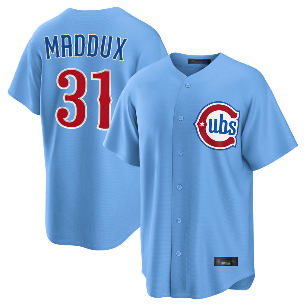 C.Cubs #31 Greg Maddux Player Light Blue Home Game Hdoa Stitched Jerseys