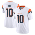 D.Broncos #10 Bo Nix Player White Limited Vapor F.U.S.E. Home Game Hdoa Stitched Jerseys