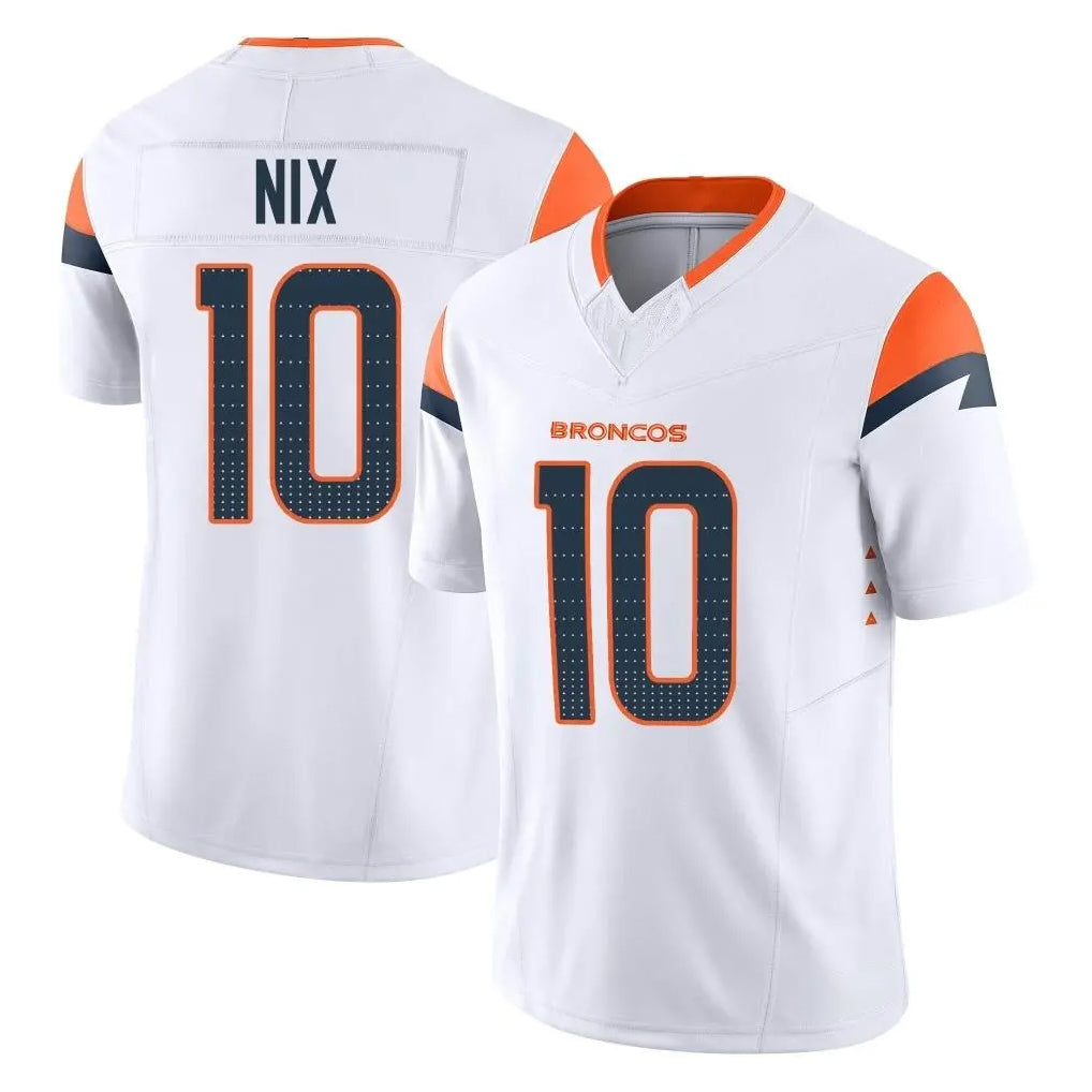 D.Broncos #10 Bo Nix Player White Limited Vapor F.U.S.E. Home Game Hdoa Stitched Jerseys