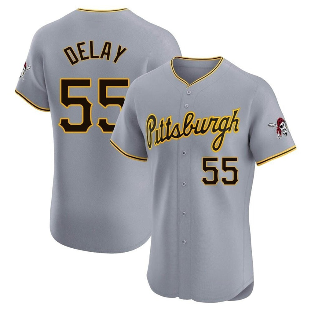 P.Pirates #55 Jason Delay Player Gray Road Home Limited Elite Hdoa Stitched Jerseys