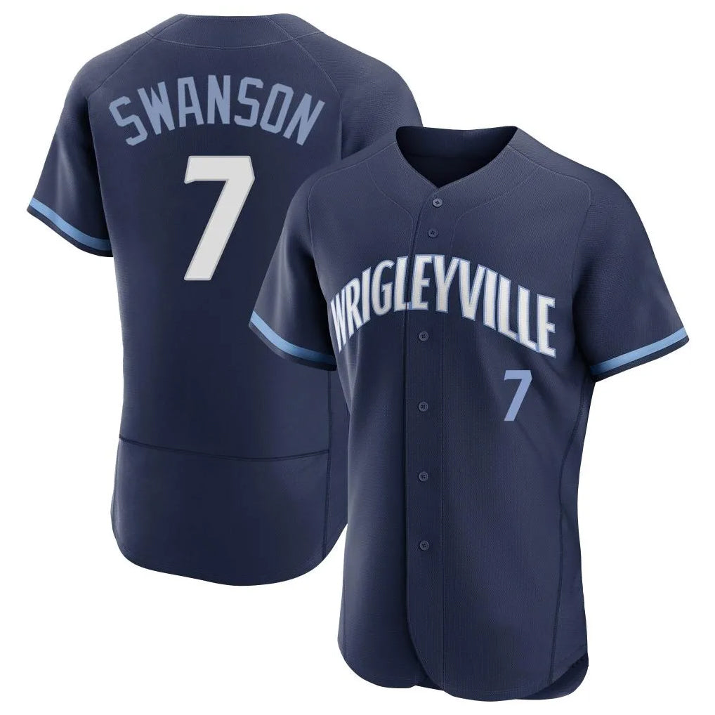C.Cubs #7 Dansby Swanson Player Navy City Connect Limited Elite Home Hdoa Stitched Jerseys