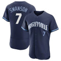 C.Cubs #7 Dansby Swanson Player Navy City Connect Limited Elite Home Hdoa Stitched Jerseys