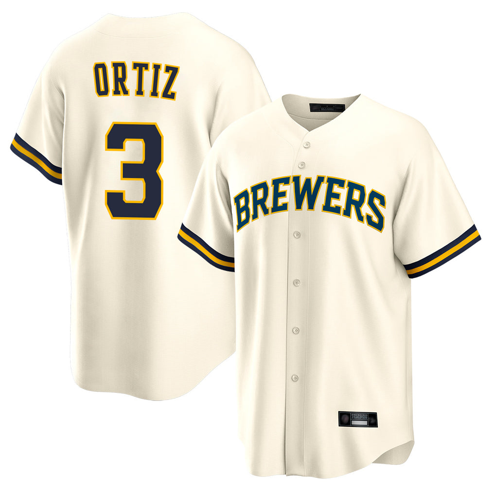 M.Brewers #3 Joey Ortiz Player Cream Home Game Hdoa Stitched Jerseys