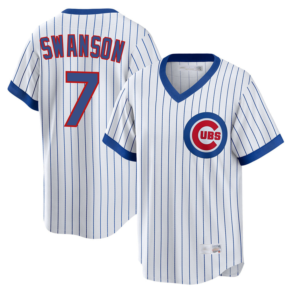 C.Cubs #7 Dansby Swanson Player White T-shirt Cooperstown Collection Limited Hdoa Stitched Jerseys