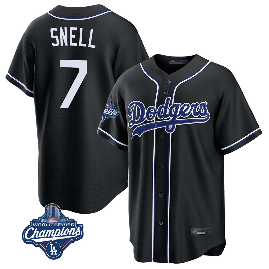 LA.Dodgers #7 Blake Snell Player Black Carbon Limited World Series Meet Home Hdoa Stitched Jerseys