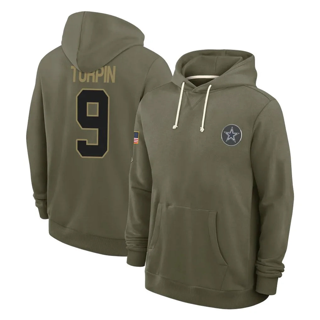 D.Cowboys #9 KaVontae Turpin Player Olive Salute to Service Pullover Hoodies Limited Hdoa Stitched Jerseys