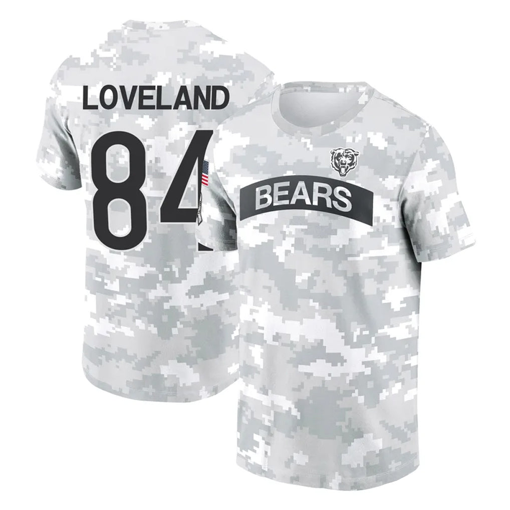 C.Bears #84 Colston Loveland Player Arctic Camo Salute to Service Performance T-Shirt Limited Hdoa Stitched Jerseys