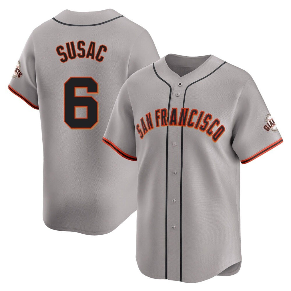 SF.Giants #6 Daniel Susac Player Gray Home Limited Hdoa Stitched Jerseys