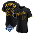 LA.Dodgers #22 Clayton Kershaw Player Black World Series Meet Snake Skin City Limited Elite Home Hdoa Stitched Jerseys