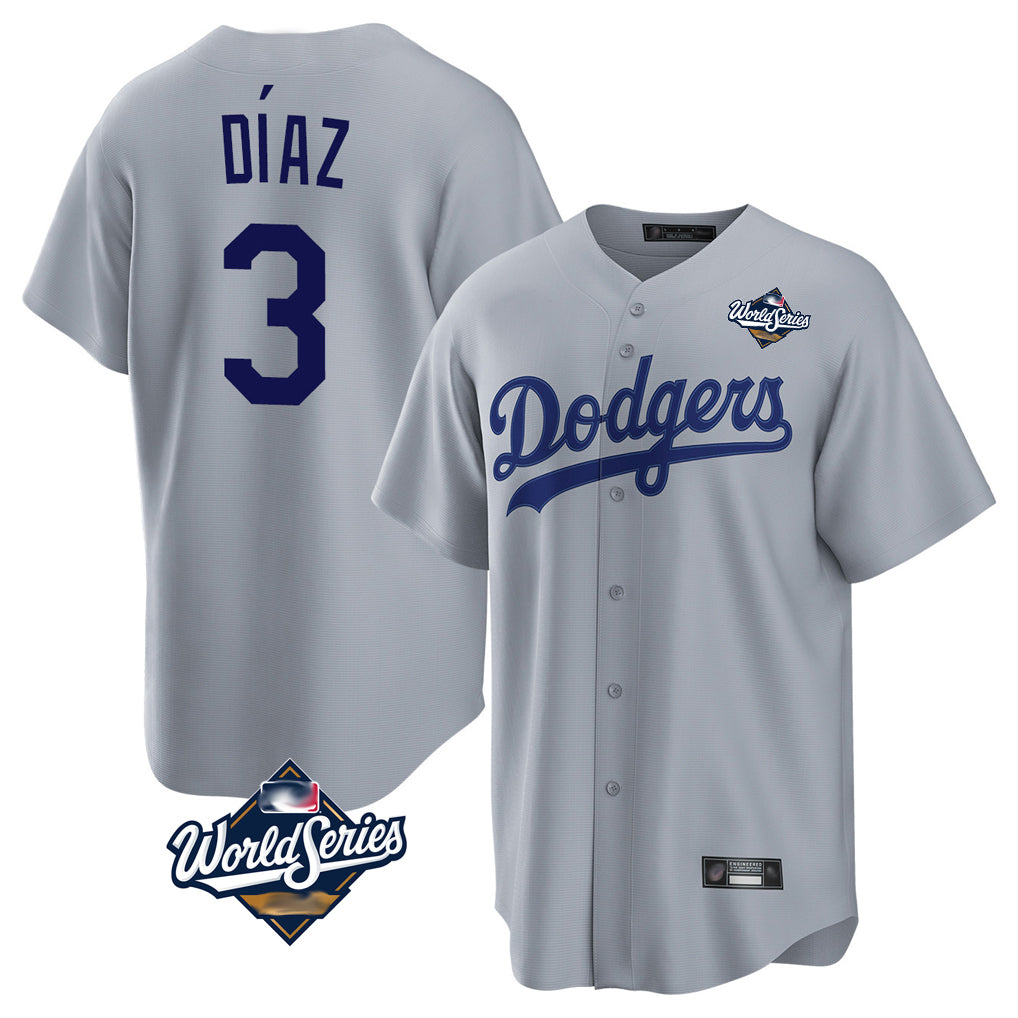 LA.Dodgers #3 Edwin D¨ªaz Player Gray World Series Game Hdoa Stitched Jerseys