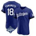 LA.Dodgers #18 Yoshinobu Yamamoto Player Royal World Series Meet City Connect Elite Home Hdoa Stitched Jerseys