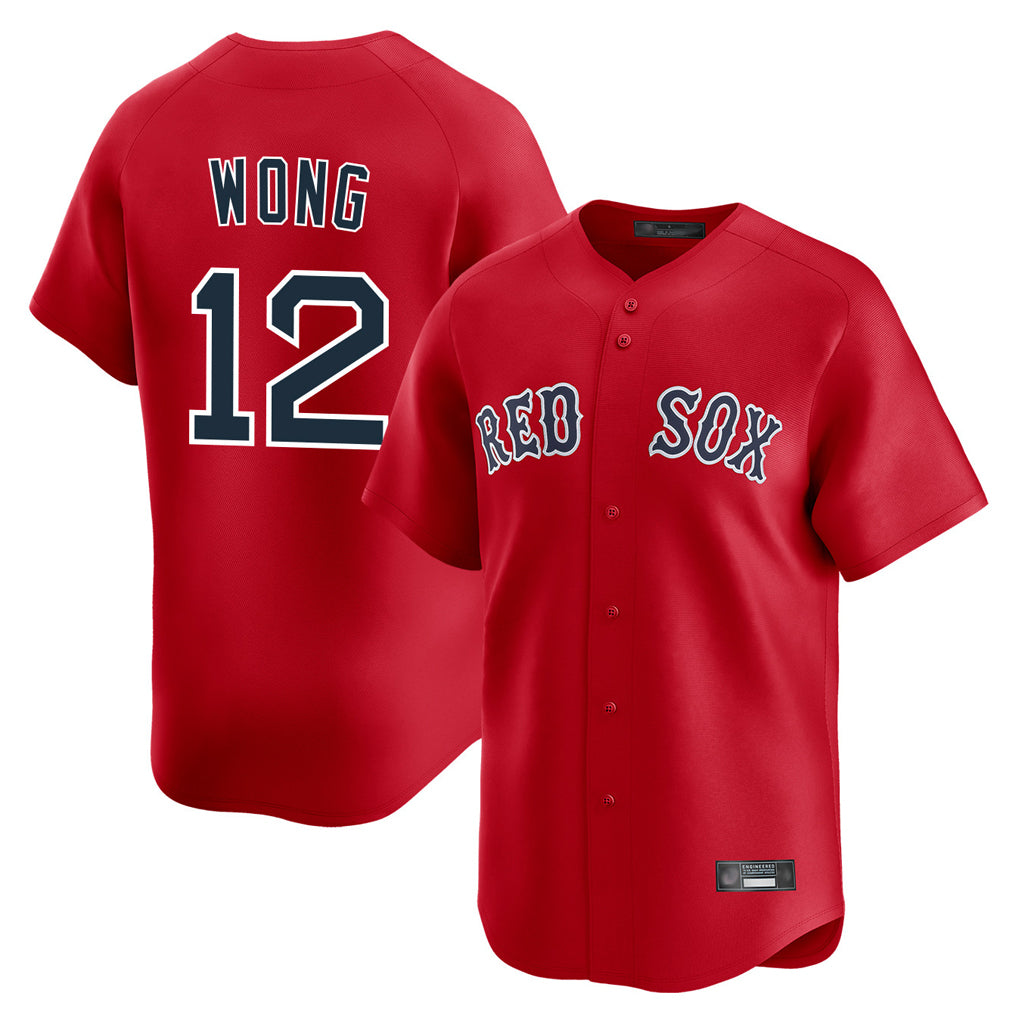 B.Red Sox #12 Connor Wong Player Red Limited Home Game Hdoa Stitched Jerseys