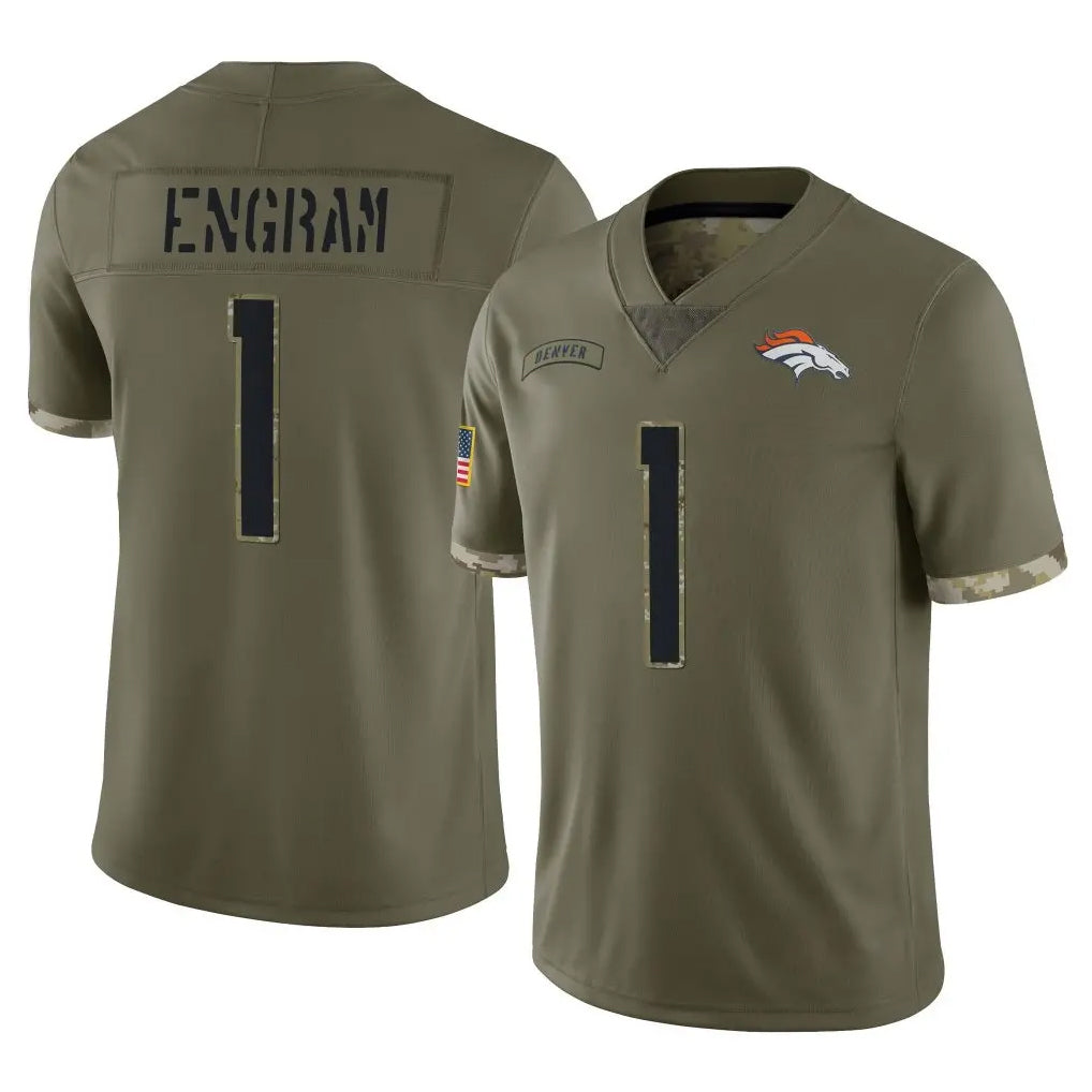 D.Broncos #1 Evan Engram Player Olive Salute To Service Limited Hdoa Stitched Jerseys