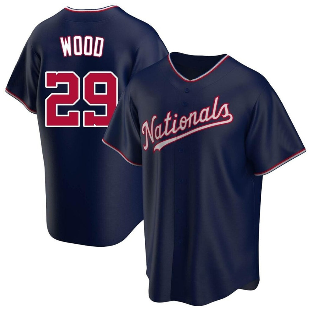 W.Nationals #29 James Wood Player Navy Blue Replica Game Hdoa Stitched Jerseys