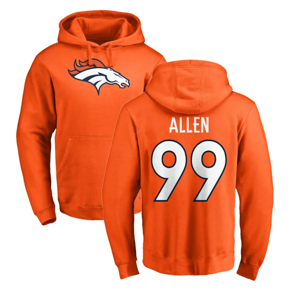 D.Broncos #99 Zach Allen Player Orange Pullover Hoodie Limited Hdoa Stitched Jerseys