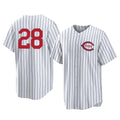 C.Reds #28 Eugenio Su¨¢rez Player White Stripe Field of Dreams Game Home Hdoa Stitched Jerseys