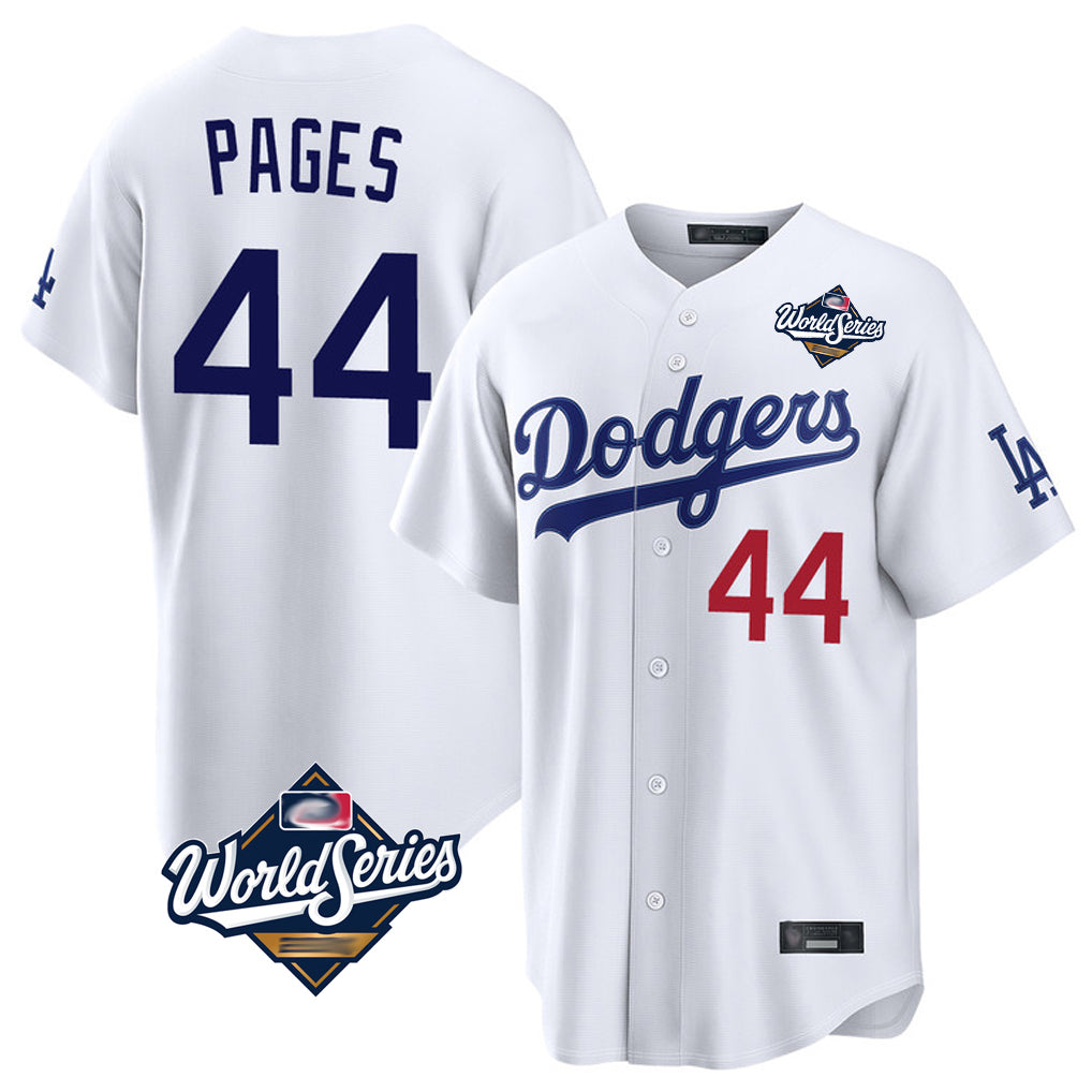 LA.Dodgers #44 Andy Pages Player White World Series Home Game Hdoa Stitched Jerseys