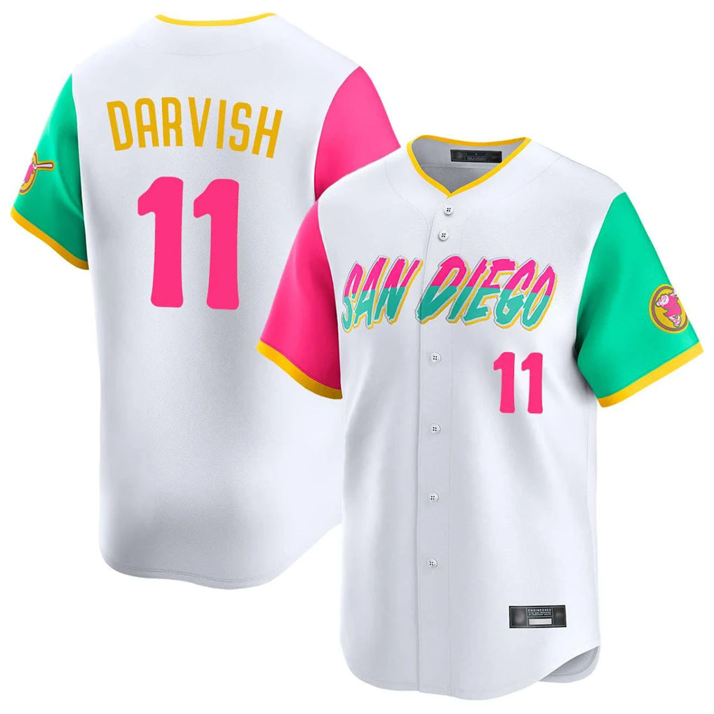 S.Diego Padres #11 Yu Darvish Player White City Connect Home Limited Hdoa Stitched Jerseys