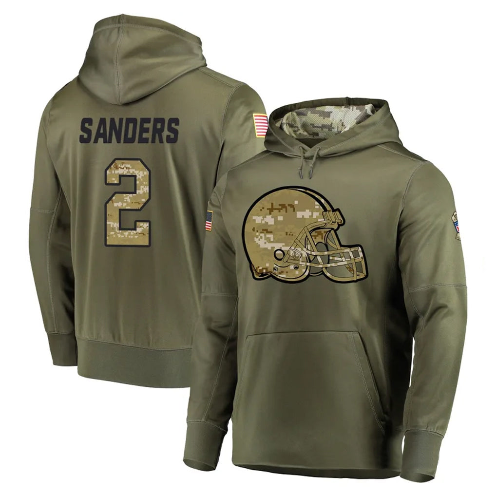 C.Browns #2 Shedeur Sanders Player Olive Salute to Service Pullover Hoodies Home Game Hdoa Stitched Jerseys