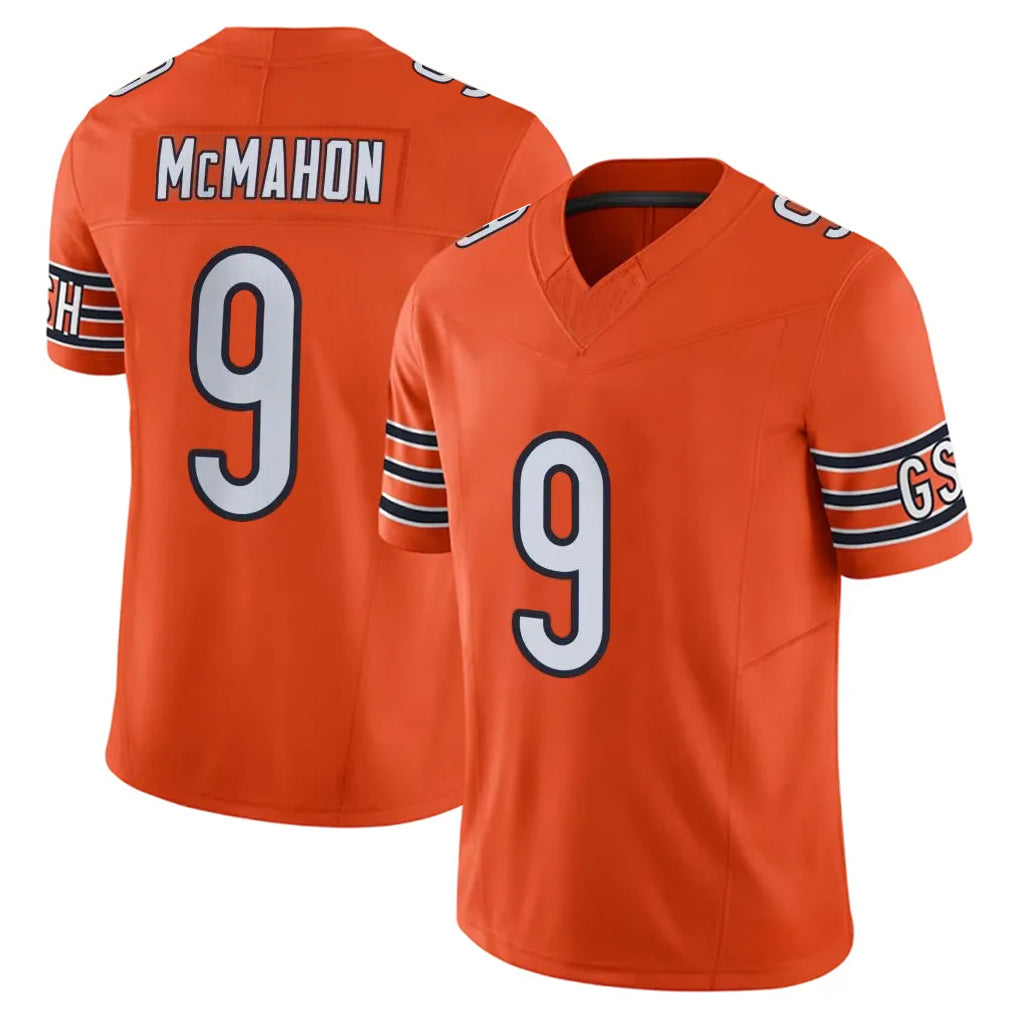 C.Bears #9 Jim McMahon Player Orange Vapor F.U.S.E. Limited Home Game Hdoa Stitched Jerseys