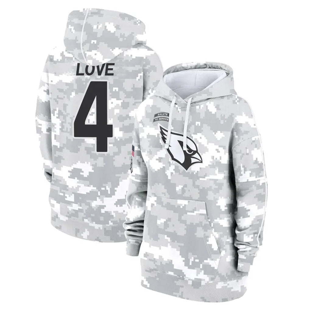 A.Cardinals #4 Jeremiyah Love Player Arctic Camo Salute to Service Hoodies Hdoa Stitched Jerseys