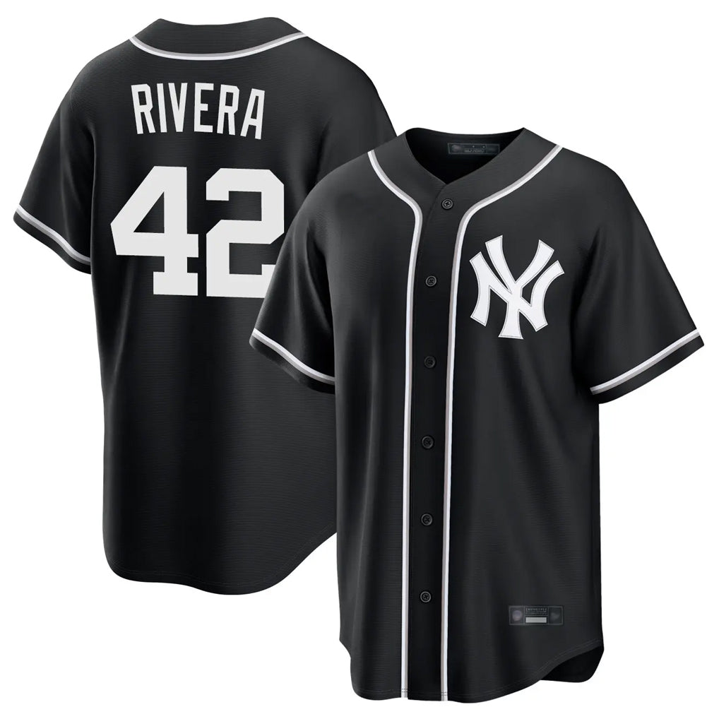 NY.Yankees #42 Mariano Rivera Player Black Out Game Home Hdoa Stitched Jerseys