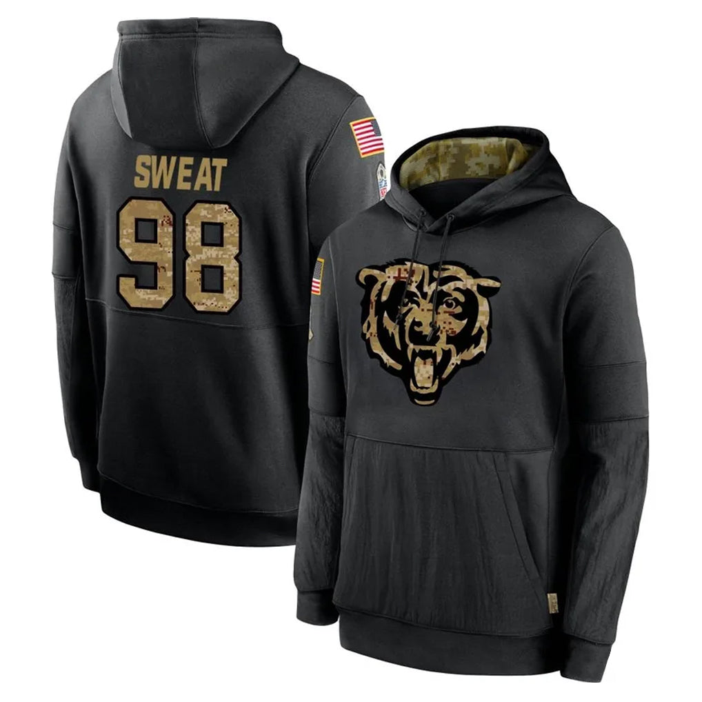 C.Bears #98 Montez Sweat Player Black Salute to Service Pullover Hoodies Limited Hdoa Stitched Jerseys