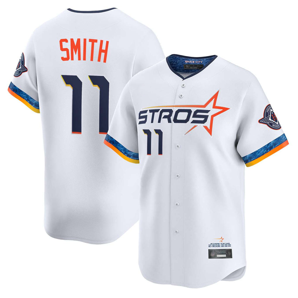 H.Astros #11 Cam Smith Player White City Connect Limited Home Hdoa Stitched Jerseys