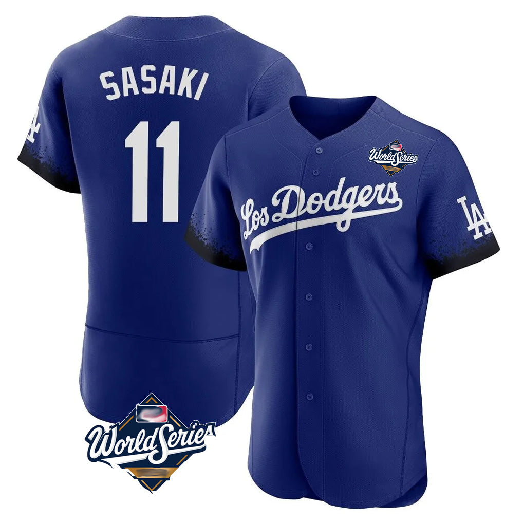 LA.Dodgers #11 Roki Sasaki Player Royal World Series City Connect Elite Home Hdoa Stitched Jerseys
