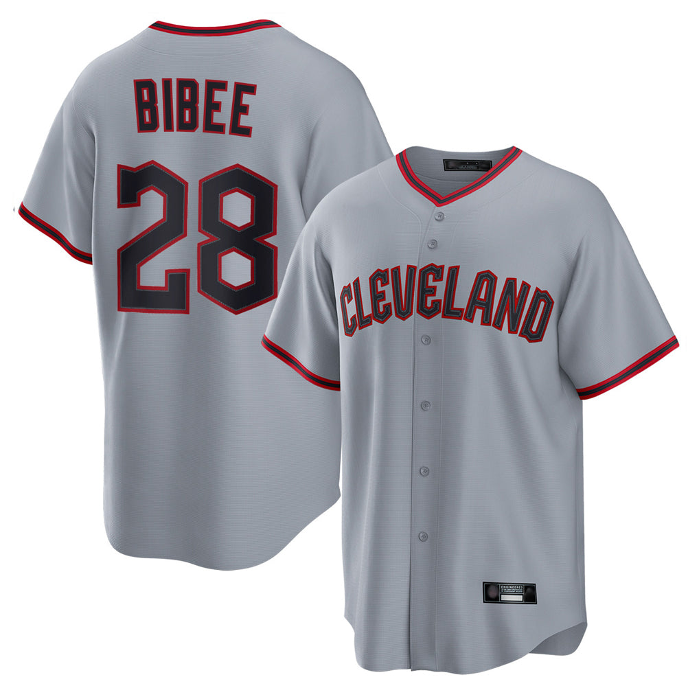 C.Guardians #28 Tanner Bibee Player Gray Home Game Hdoa Stitched Jerseys