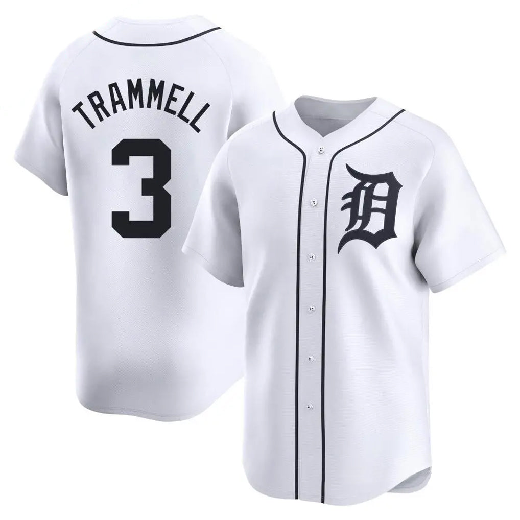 D.Tigers #3 Alan Trammell Player White Home Limited Hdoa Stitched Jerseys