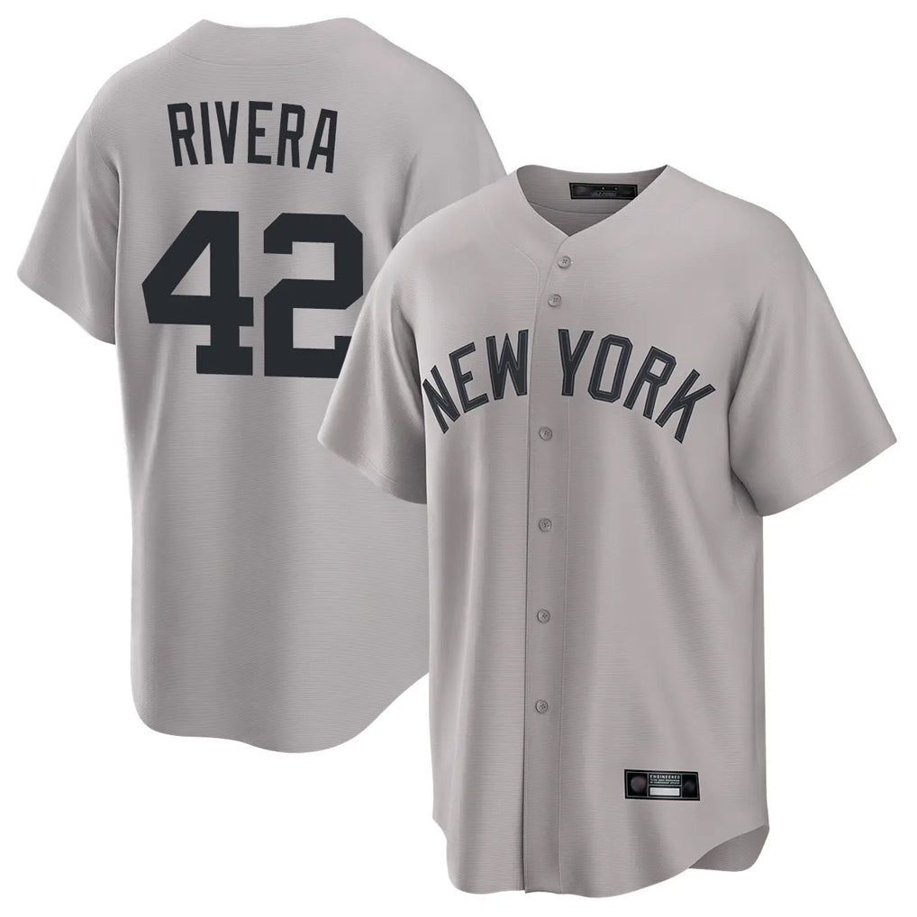 NY.Yankees #42 Mariano Rivera Player Gray Game Home Hdoa Stitched Jerseys