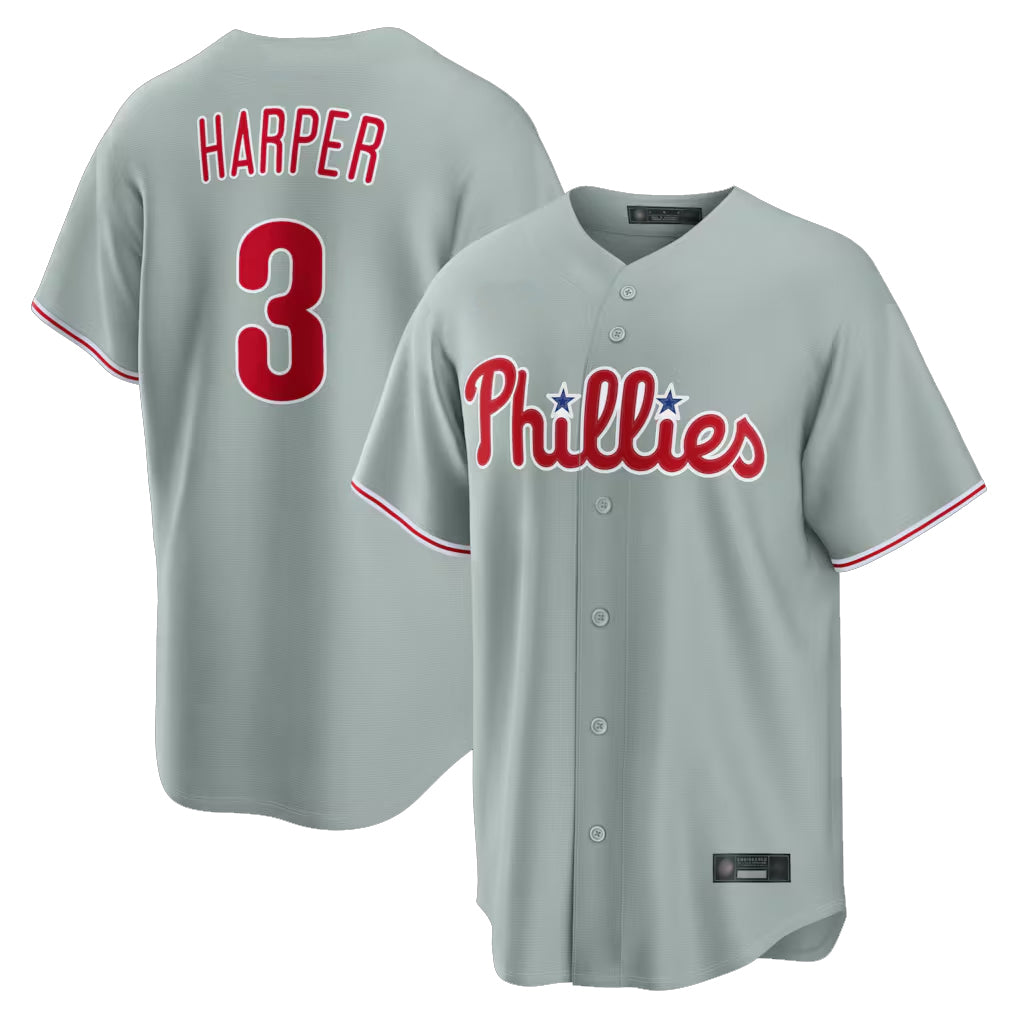P.Phillies #3 Bryce Harper Player Gray Home Game Hdoa Stitched Jerseys