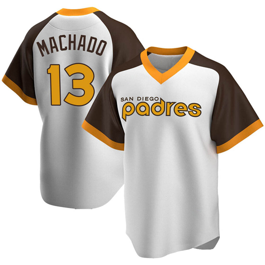 S.Diego Padres #13 Manny Machado Player White Home Cooperstown Collection Replica Game Hdoa Stitched Jerseys